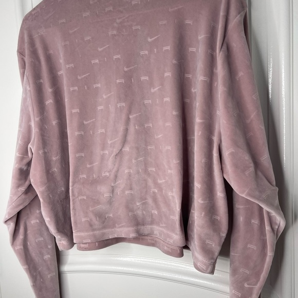 Nike Air Velour 1/4-Zip Longsleeve Velvet Cropped Top Pink 2X - Picture 6 of 8